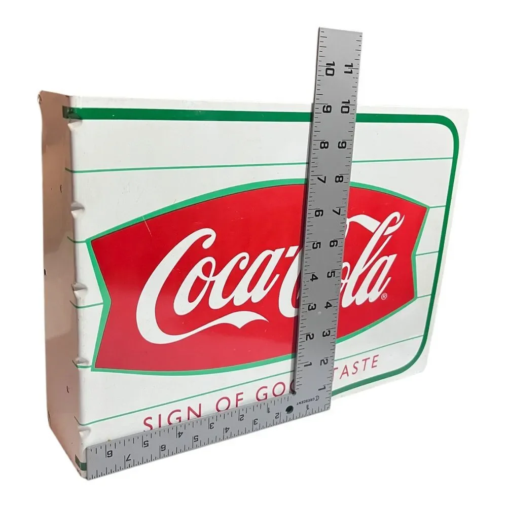 Vintage Coca-Cola Double‎ Sided Fish Tail Advertising Sign 1999 Garage Man Cave